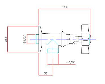 Eckventil AqvaRetro II - 1/2″ × 3/8" - keramisches Innenoberteil 90° - chrom