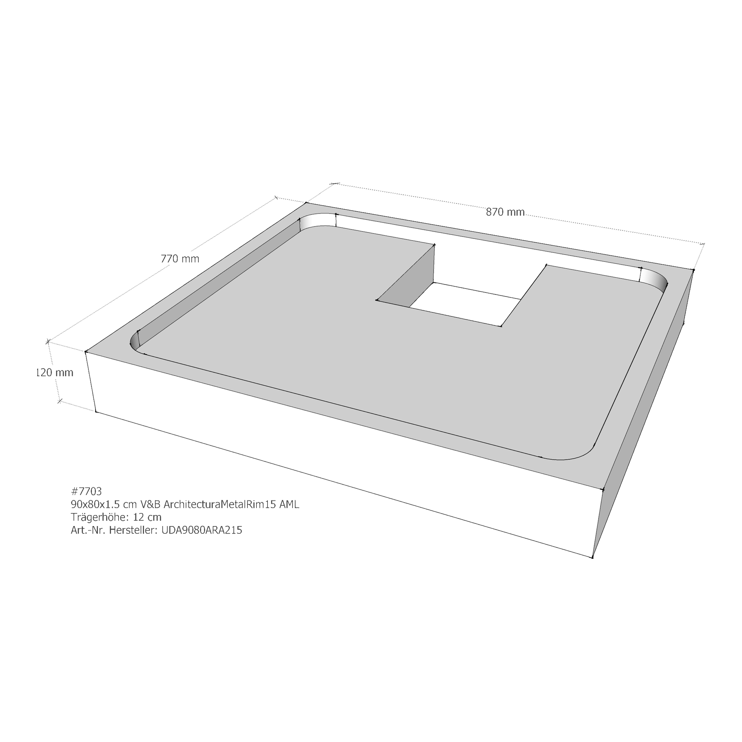 Duschwannenträger für Villeroy & Boch ArchitecturaMetalRim15 90 × 80 × 1,5 cm