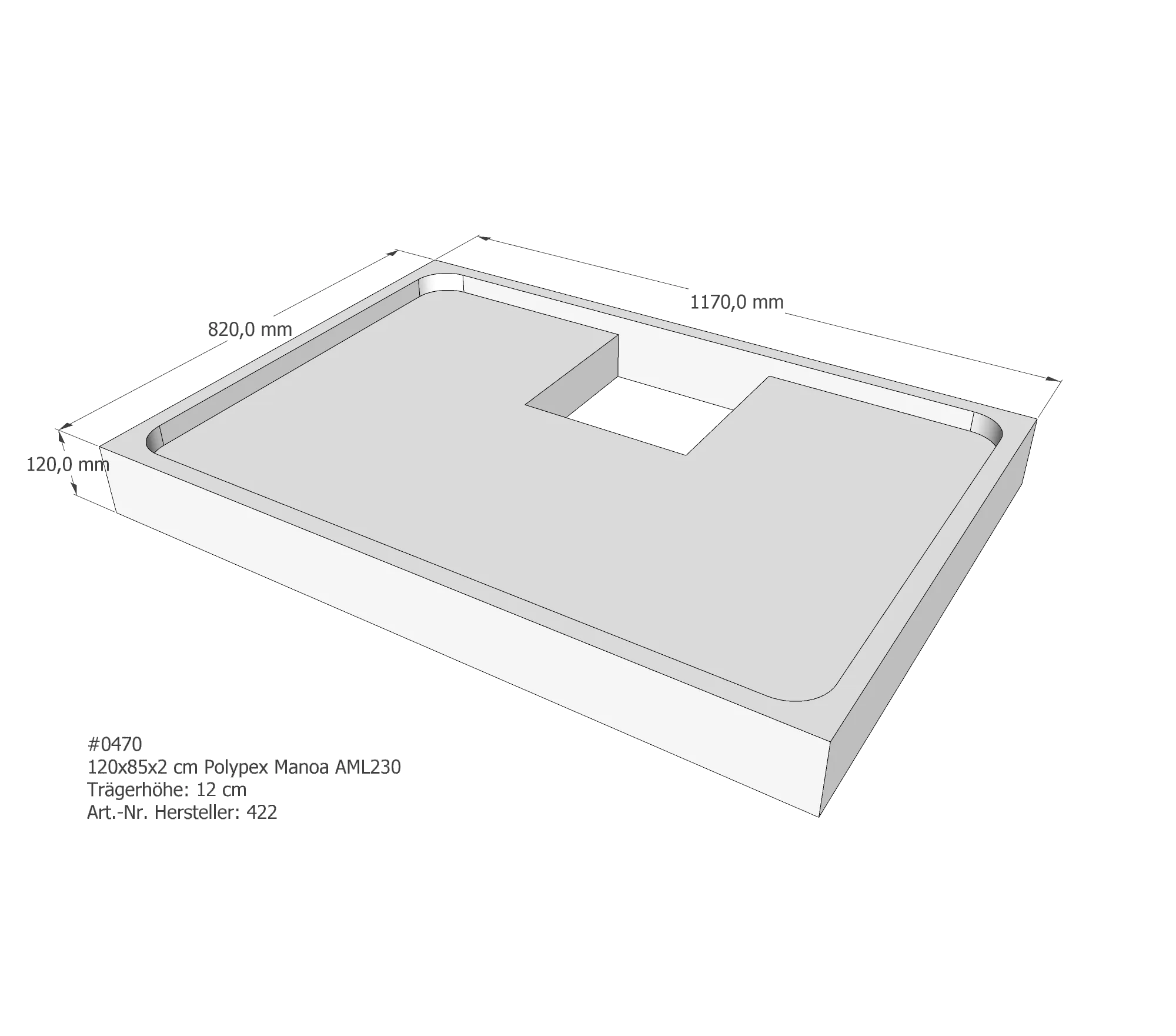 Duschwannenträger für Polypex Maona 120 × 85 × 2 cm Duschwannenträger für Polypex Maona 120 × 85 × 2 cm