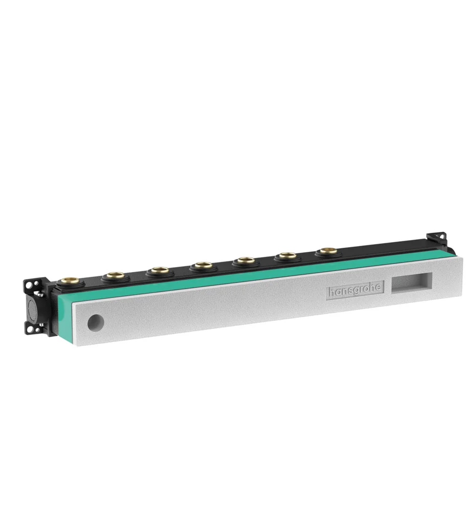 Hansgrohe RainSelect Grundkörper für 5 Verbraucher – horizontal montierbar, schallentkoppelt, DN15/DN20, Rp 3/4, Einbautiefe 92–120 mm