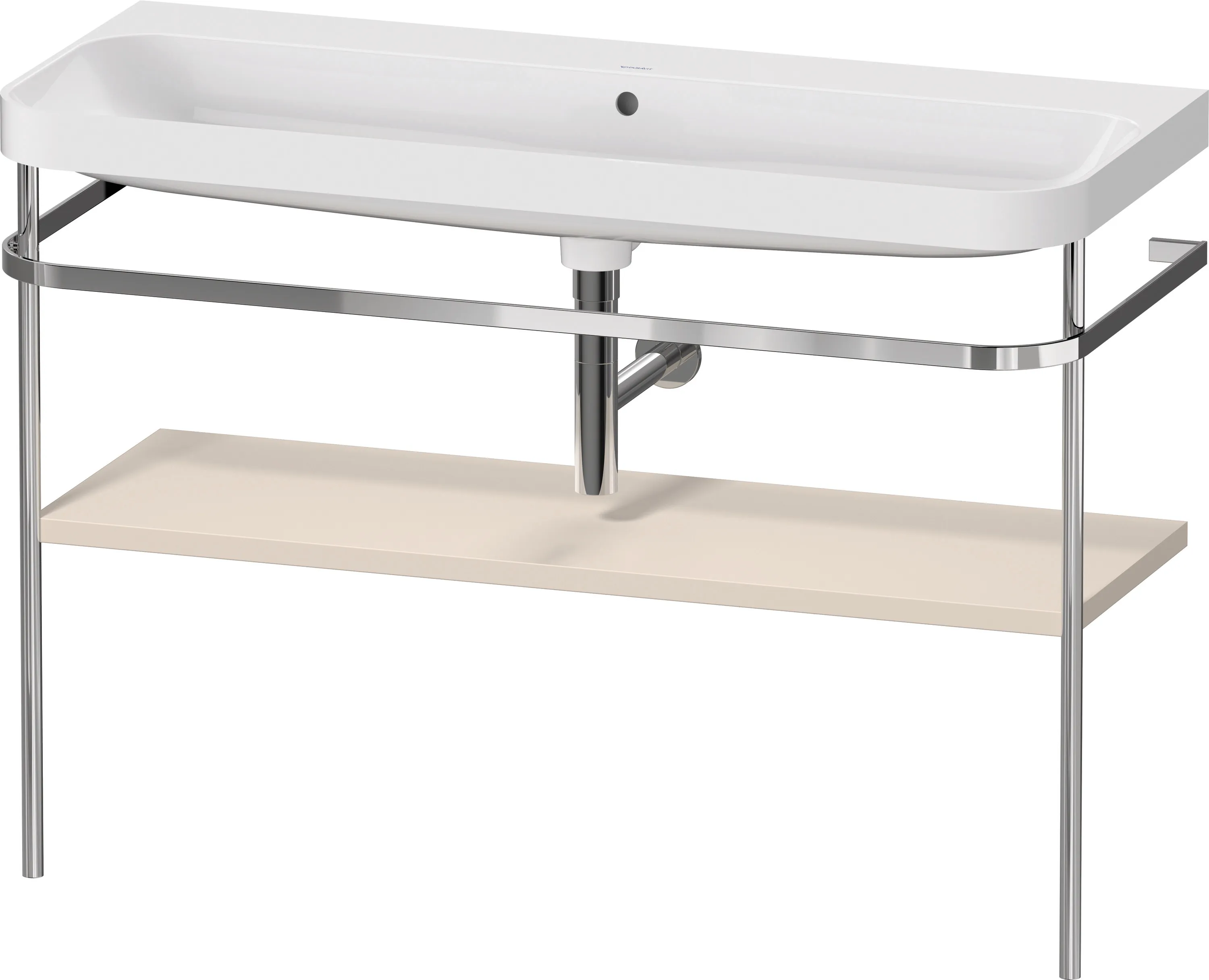 Duravit Waschtischunterschrank c-shaped Set mit Metallkonsole „Happy D.2 Plus“ 117,5 × 85 × 49 cm in Taupe Supermatt