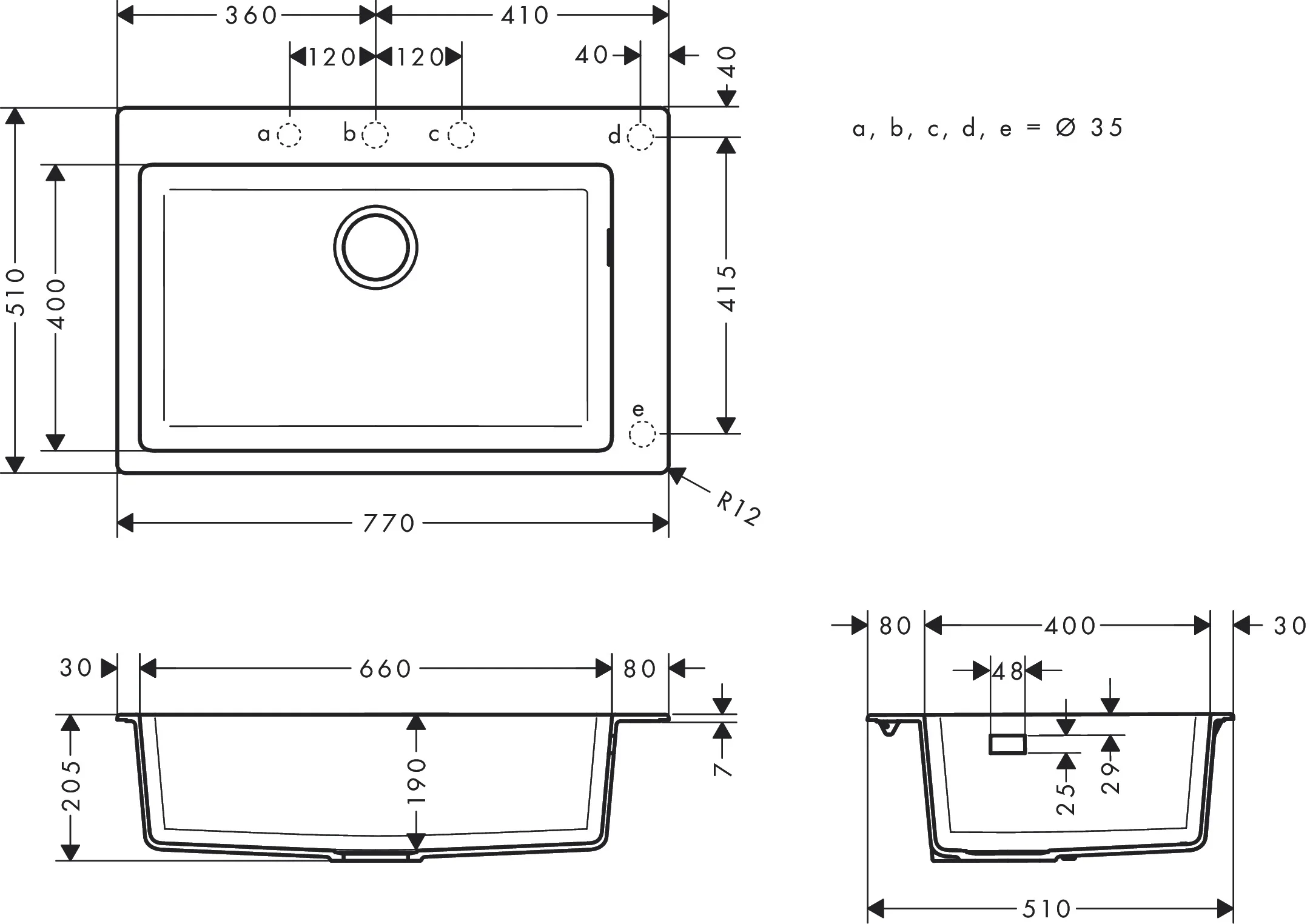 Hansgrohe Einbauspüle S51 Steingrau, 750 x 490 mm, Beckentiefe 190 mm, Aufbau, SilicaTec Material Hansgrohe Einbauspüle S51 Steingrau, 750 x 490 mm, Beckentiefe 190 mm, Aufbau, SilicaTec Material