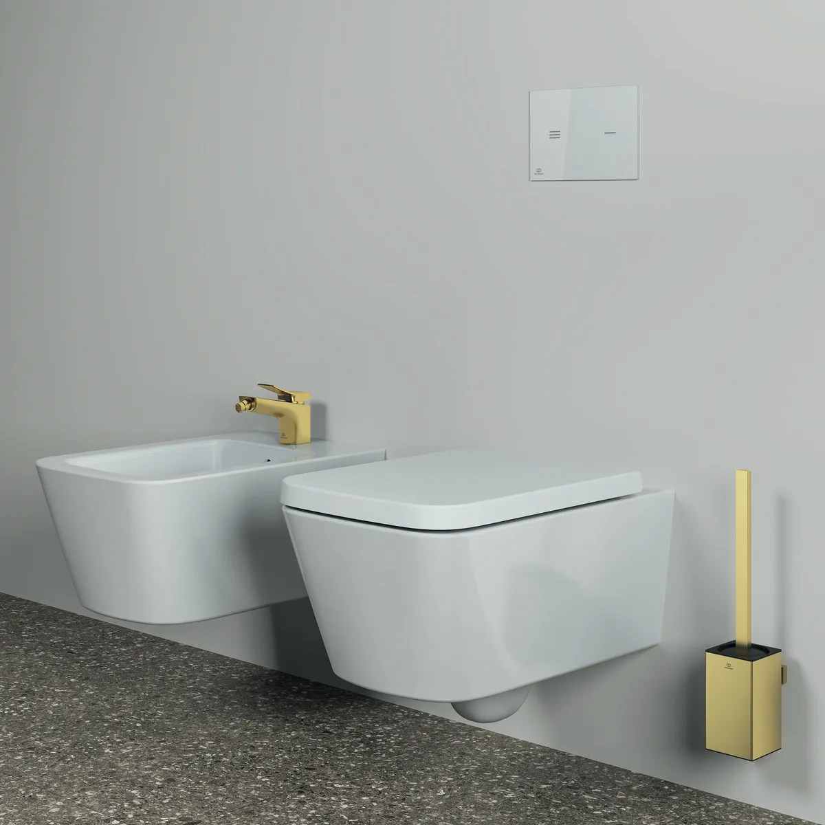 Ideal Standard WC-Bürstengarnitur Conca Cube, eckig, Brushed Gold