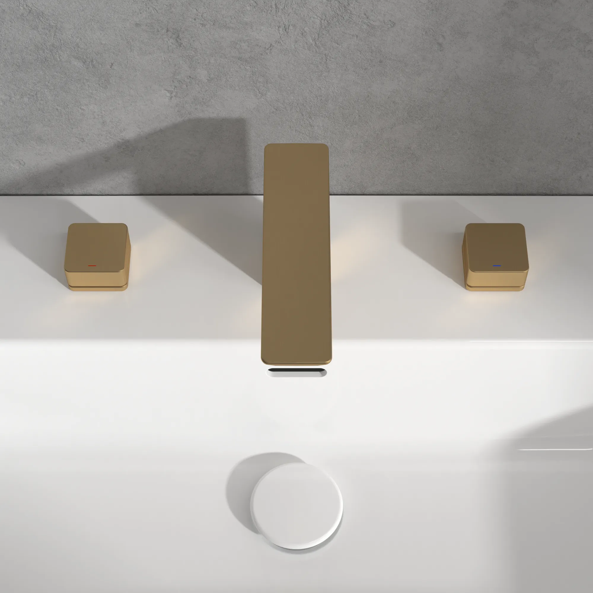 Villeroy & Boch Subway 3.0 Dreiloch-Waschtischarmatur, Brushed Gold, 122 mm Höhe, 43 mm Durchmesser, 345x178x122 mm, verstellbarer Strahlregler Villeroy & Boch Subway 3.0 Dreiloch-Waschtischarmatur, Brushed Gold, 122 mm Höhe, 43 mm Durchmesser, 345x178x122 mm, verstellbarer Strahlregler