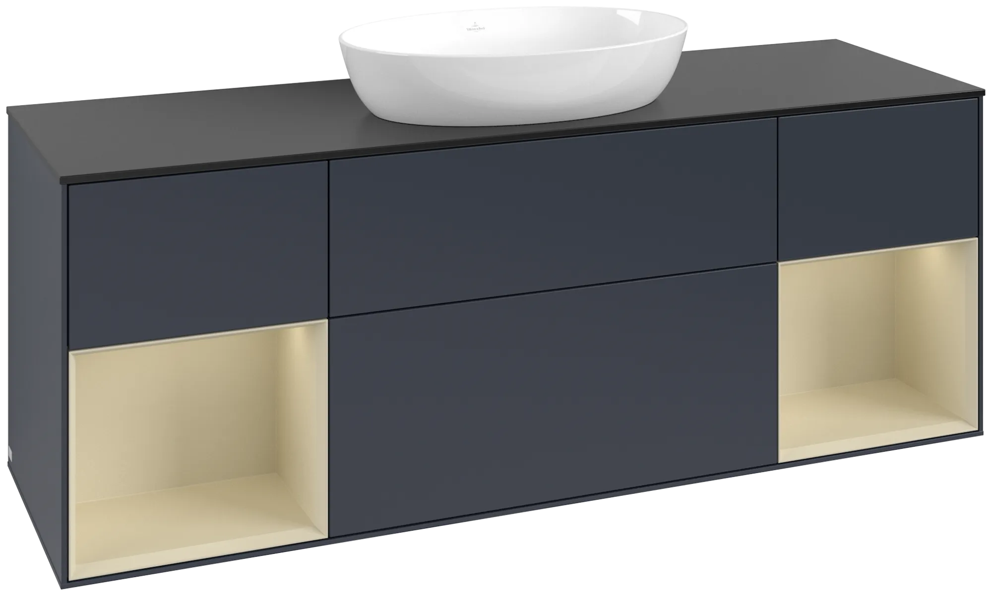 Villeroy & Boch Waschtischunterschrank „Finion“ für Schrankwaschtisch 1600 × 603 × 501 mm Midnight Blue Matt Lacquer, für Becken mittig, ohne Hahnlochbohrung Villeroy & Boch Waschtischunterschrank „Finion“ für Schrankwaschtisch 1600 × 603 × 501 mm Midnight Blue Matt Lacquer, für Becken mittig, ohne Hahnlochbohrung