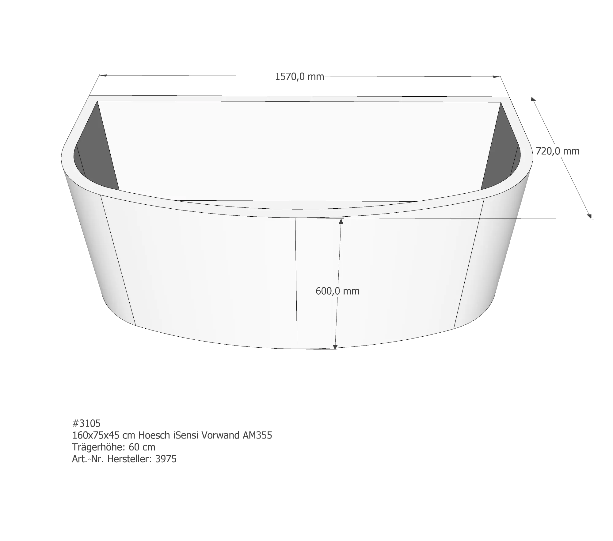 Badewannenträger passend für Hoesch iSensi 160 × 75 × 45 cm Badewannenträger passend für Hoesch iSensi 160 × 75 × 45 cm