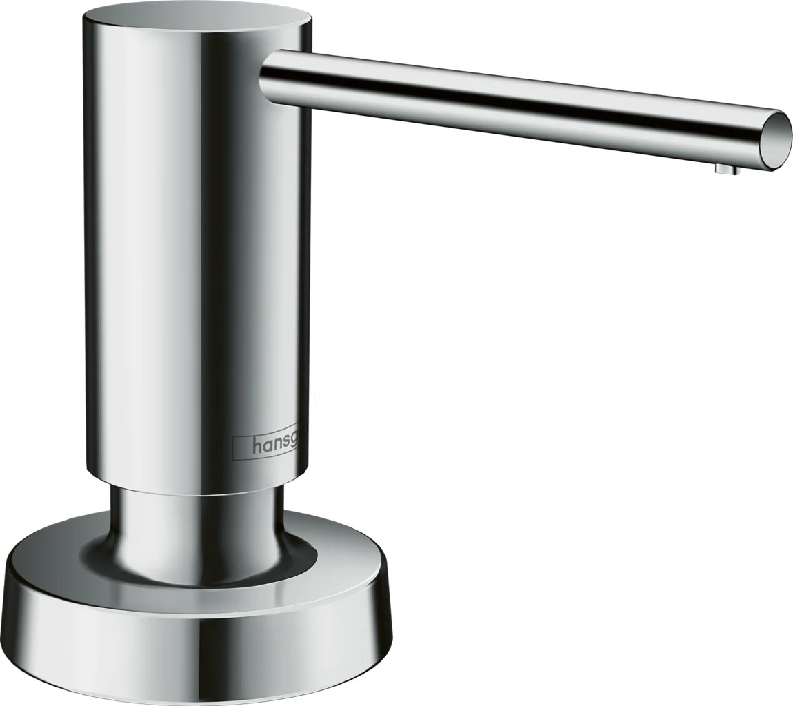 Hansgrohe Spülmittelspender A51 Chrom – 91 mm Ausladung, 500 ml Flasche, 28 mm Bohrloch, für Arbeitsplatten bis 55 mm Hansgrohe Spülmittelspender A51 Chrom – 91 mm Ausladung, 500 ml Flasche, 28 mm Bohrloch, für Arbeitsplatten bis 55 mm