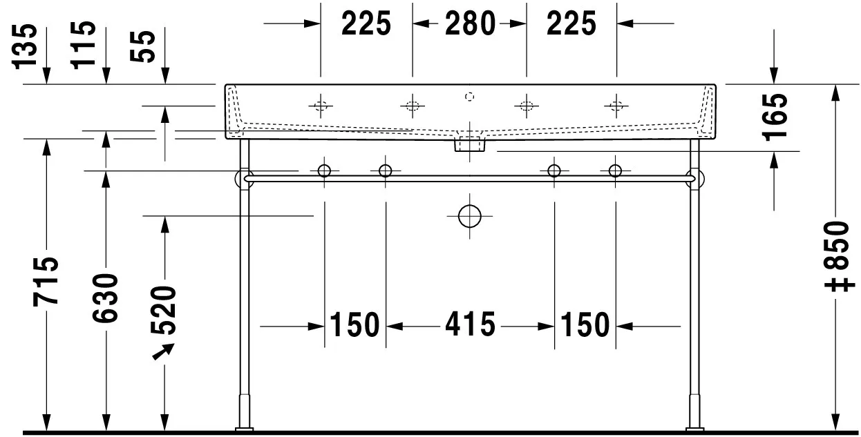 Wandwaschtisch „Vero Air“, mit Überlauf, Hahnlochposition mittig