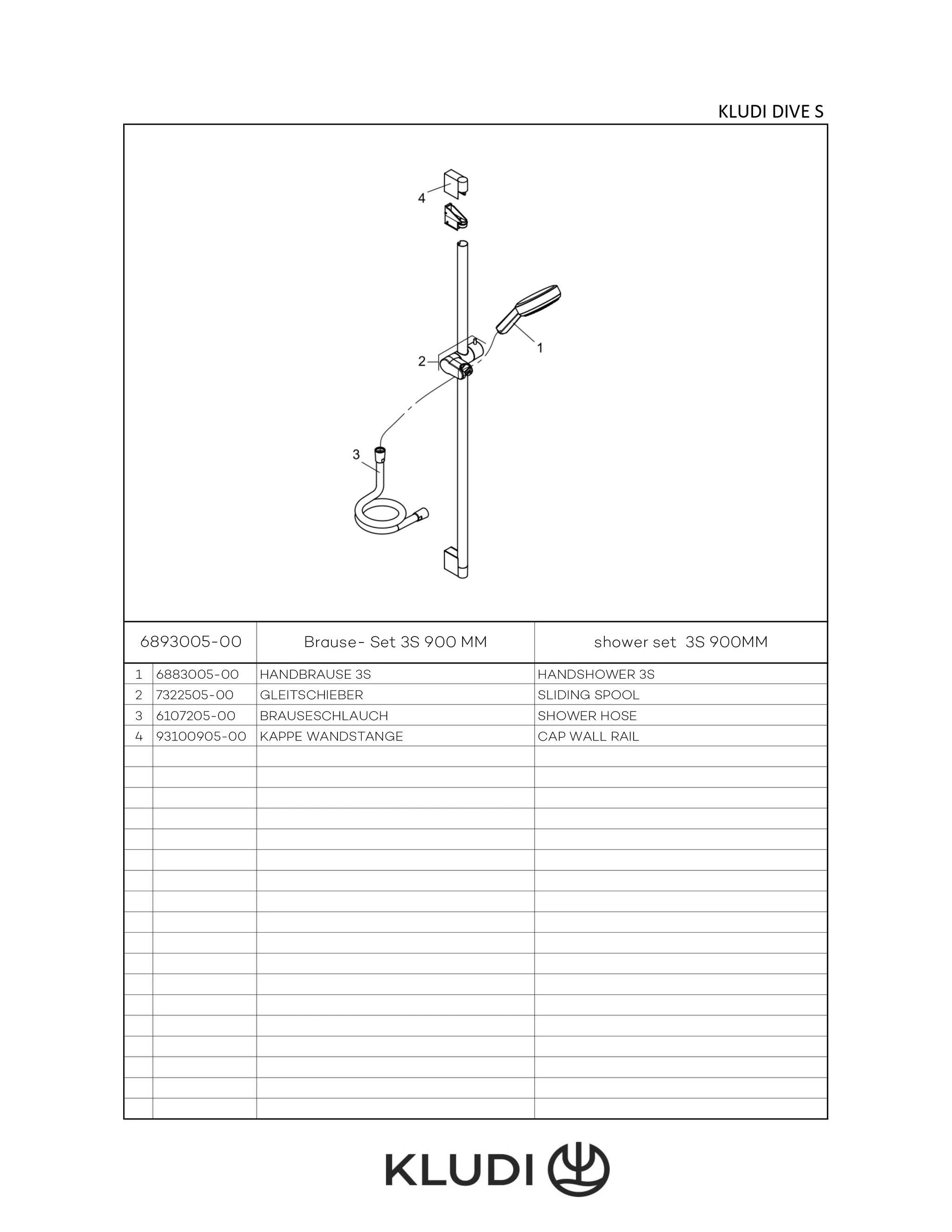 Kludi-DIVE Brause-Set Dive S 3S chrom, 900 mm Wandstange, 15 l/min Durchfluss, 3 Strahlarten, verdrehsicher, mit Kalkschnellreinigung Kludi-DIVE Brause-Set Dive S 3S chrom, 900 mm Wandstange, 15 l/min Durchfluss, 3 Strahlarten, verdrehsicher, mit Kalkschnellreinigung