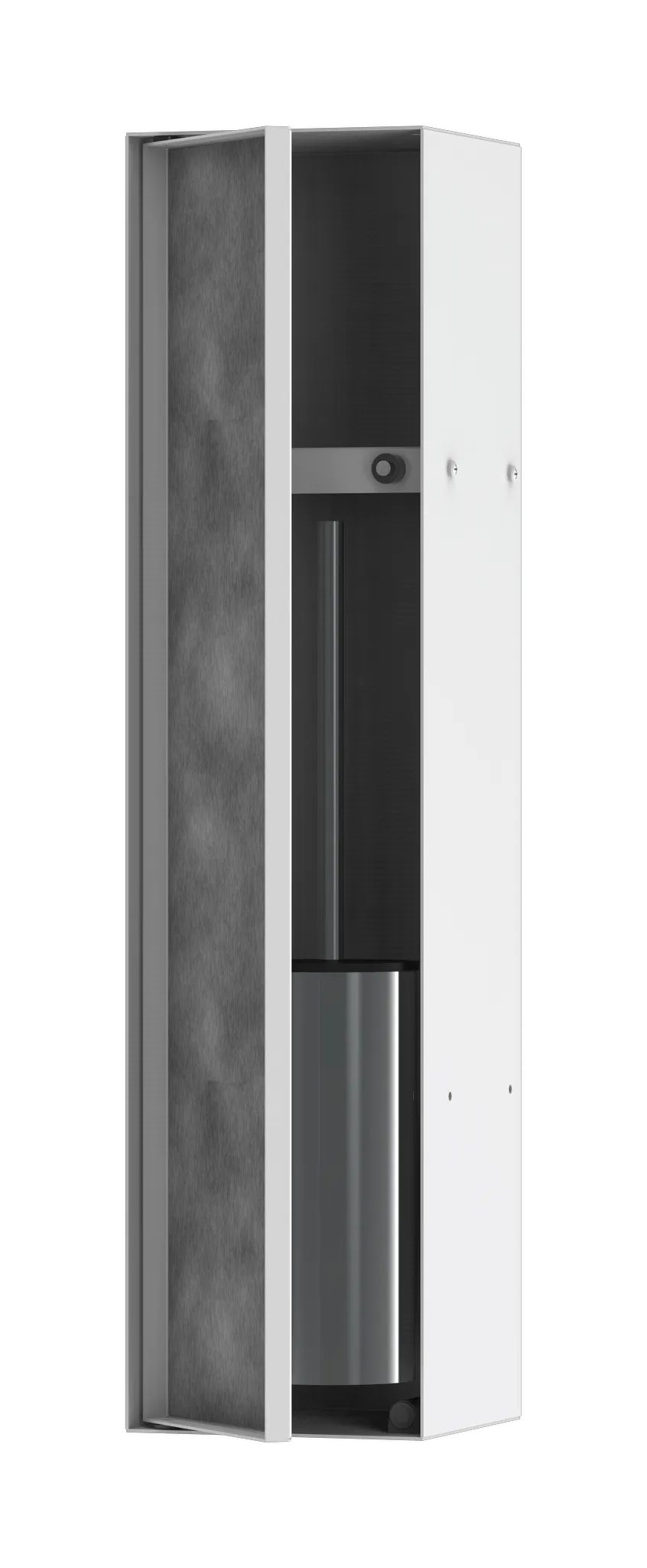 Hansgrohe XtraStoris Rock Einbau Toilettenbürstenhalter mit Ablage und befliesbarer Tür, Mattweiß