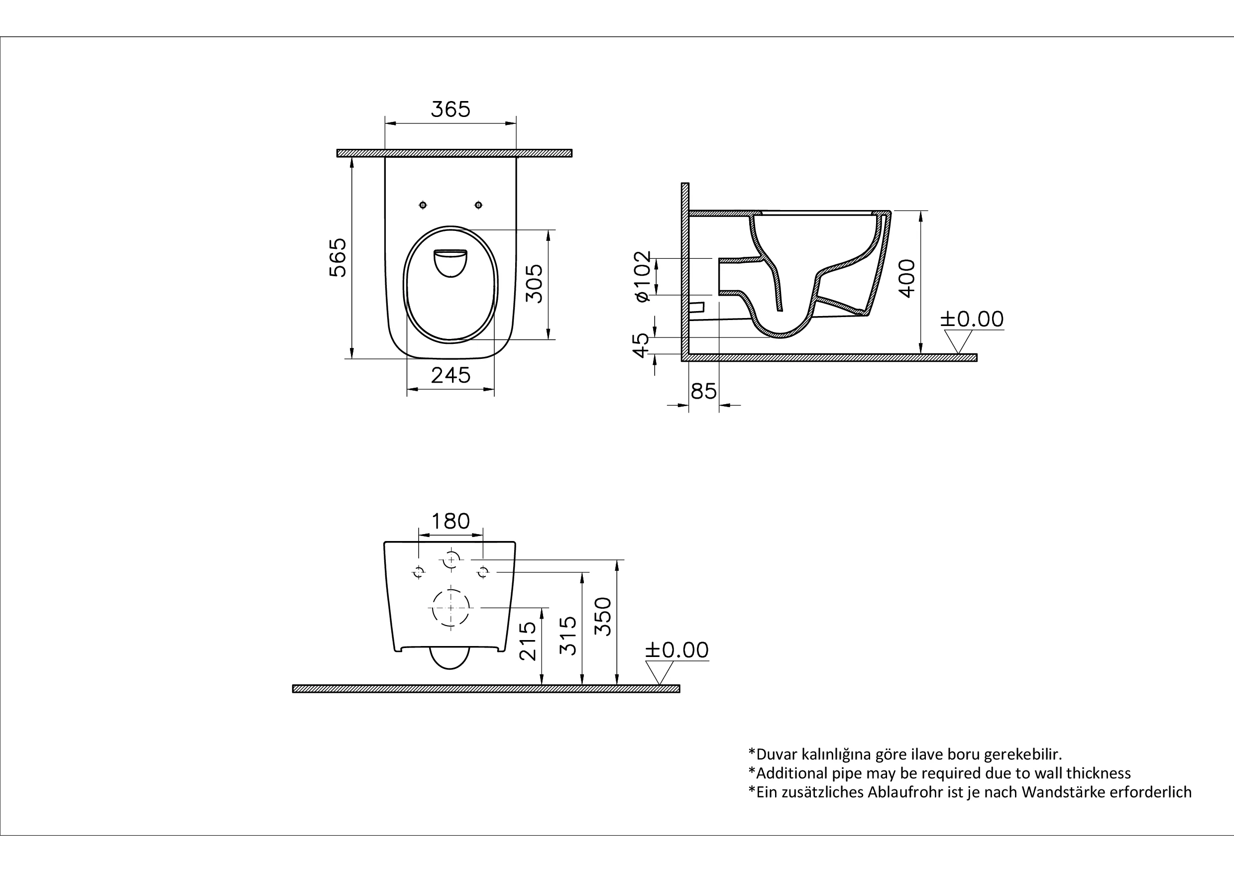 New Metropole Square QuantumFlush Wand-WC spülrandlos Sandbeige Matt mit Oberflächenveredelung Clean