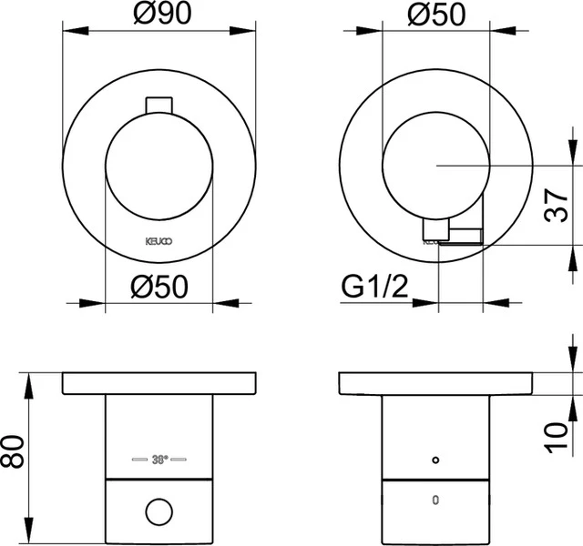 Edition 400 51553011121 Thermostatarmatur Set UP 2-Wege mit Schlauchanschluss verchromt