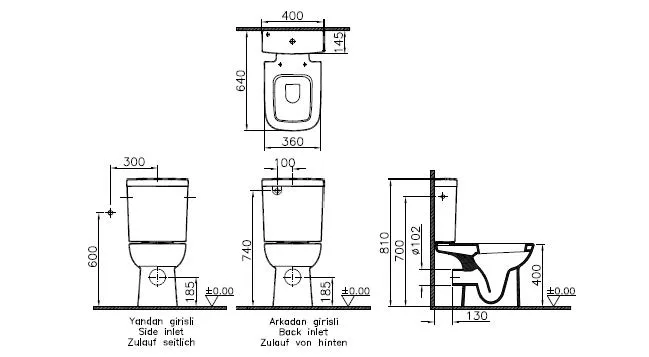 VitrA S20 Aufsatzspülkasten 2-Mengen-Auslösung 3-seitiger Anschluss Keramik Weiß Hochglanz