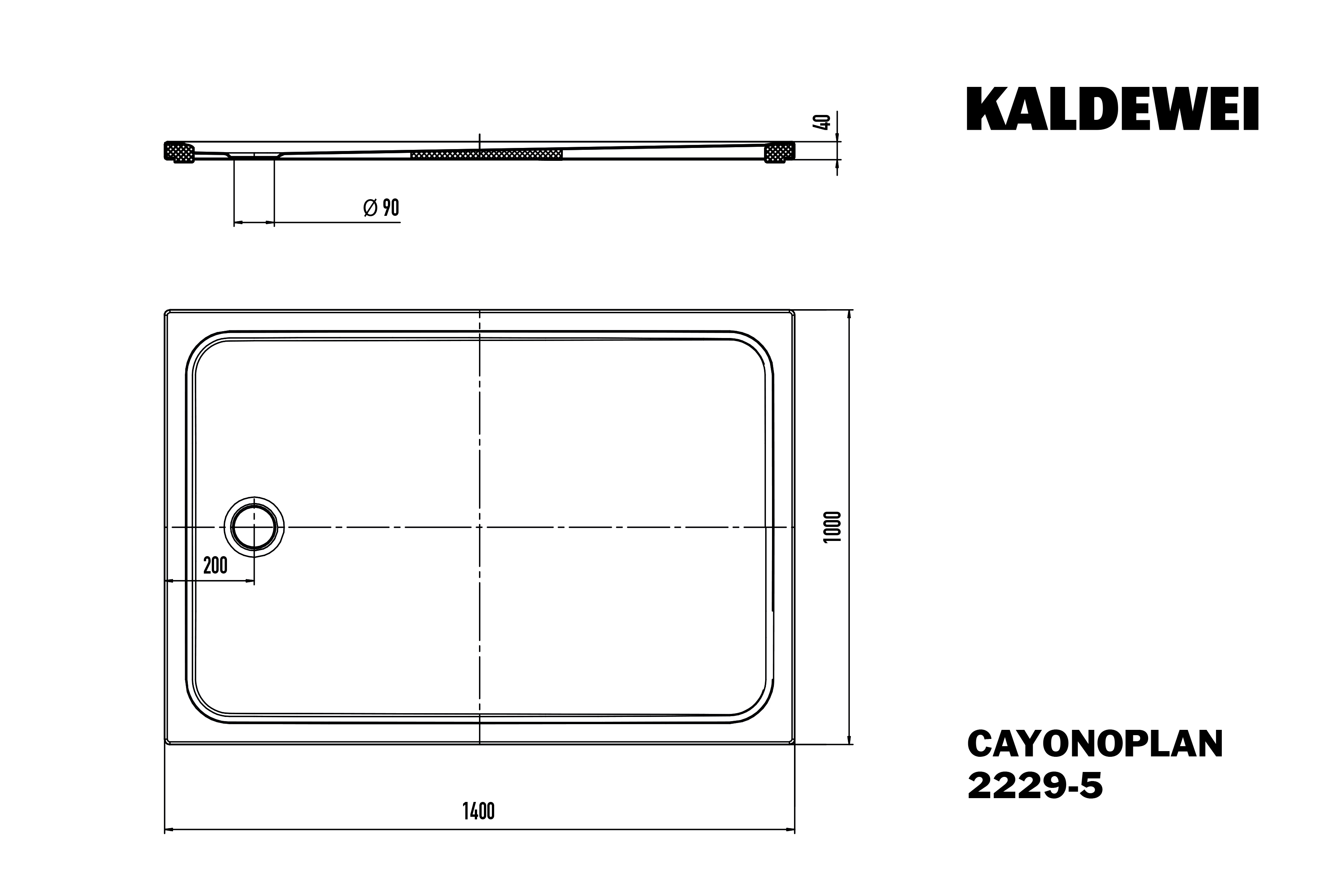 Kaldewei rechteck Duschwanne „Cayonoplan“ 100 × 140 cm