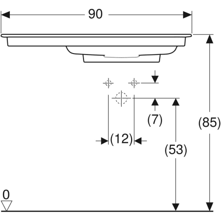Schrankwaschtisch mit Ablagefläche „One“ mit horizontalem Ablauf 90 × 48 cm in weiß alpin mit KeraTect®