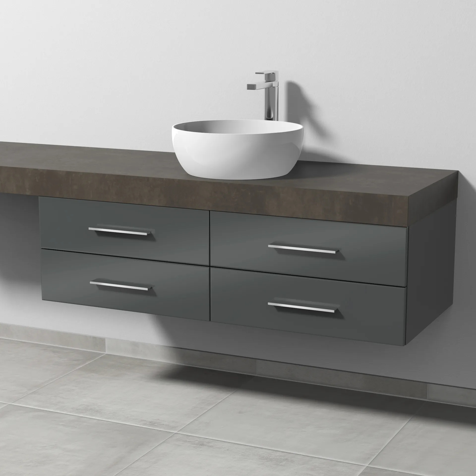 Sanipa Waschtischunterschrank „2morrow“ 1200 × 340 × 520 mm in Anthrazit (glanz) Sanipa Waschtischunterschrank „2morrow“ 1200 × 340 × 520 mm in Anthrazit (glanz)