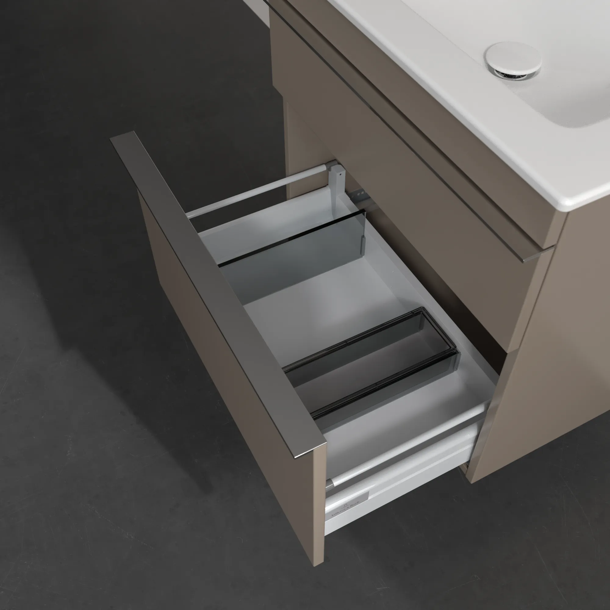 Villeroy & Boch Waschtischunterschrank „Venticello“ für Schrankwaschtisch 603 × 590 × 502 mm Taupe, für Becken mittig Villeroy & Boch Waschtischunterschrank „Venticello“ für Schrankwaschtisch 603 × 590 × 502 mm Taupe, für Becken mittig