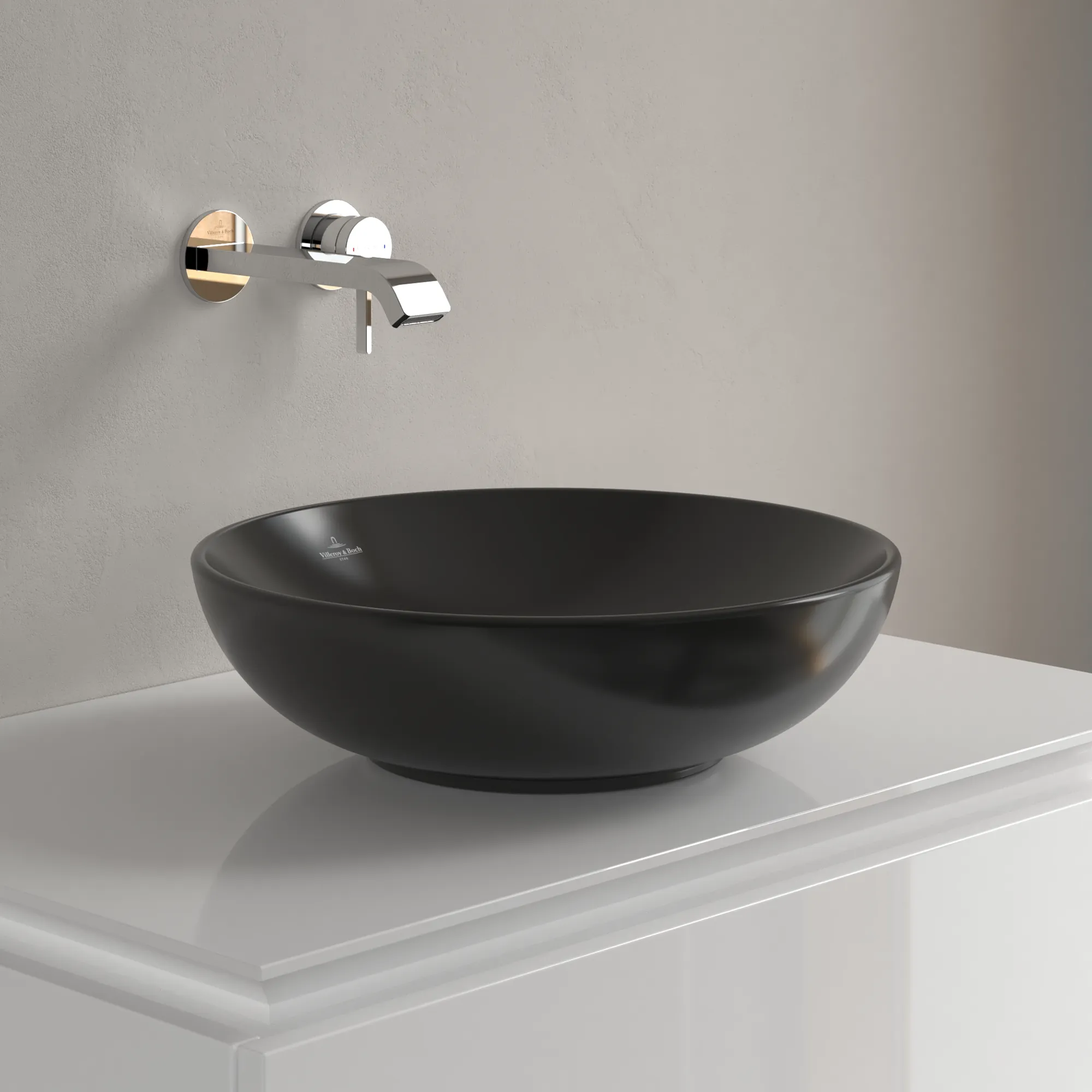 Villeroy & Boch Aufsatzwaschbecken Loop & Friends Pure Black CeramicPlus, 420x420x150 mm, Höhe 120 mm, TitanCeram, matt, ohne Überlauf Villeroy & Boch Aufsatzwaschbecken Loop & Friends Pure Black CeramicPlus, 420x420x150 mm, Höhe 120 mm, TitanCeram, matt, ohne Überlauf