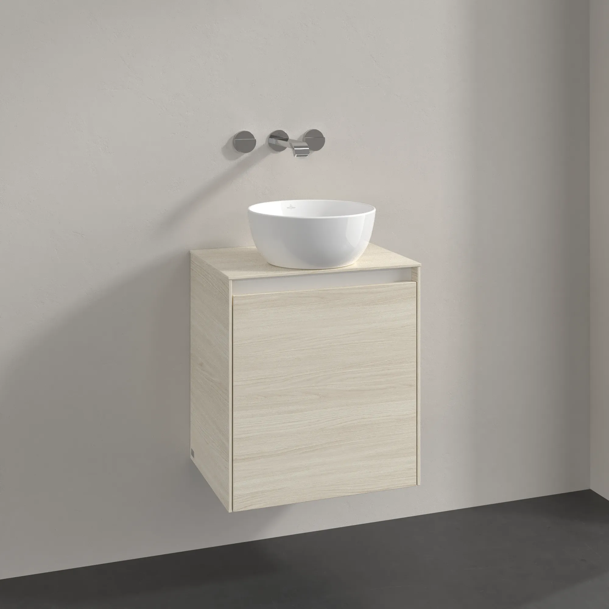 Villeroy & Boch Waschtischunterschrank „Collaro“ 500 × 548 × 380 mm White Oak, für Becken mittig, Anschlag links, ohne Beleuchtung Villeroy & Boch Waschtischunterschrank „Collaro“ 500 × 548 × 380 mm White Oak, für Becken mittig, Anschlag links, ohne Beleuchtung