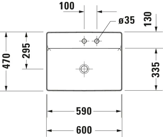 Aufsatzwaschtisch „DuraSquare“, ohne Überlauf