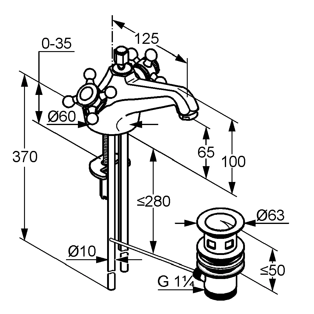 Kludi 1926 Waschtischarmatur, 45 vergoldet, DN 15