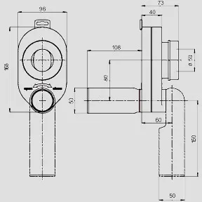 Urinal Absaug-Geruchsverschluss DN 50/50, senkrecht/waagerecht