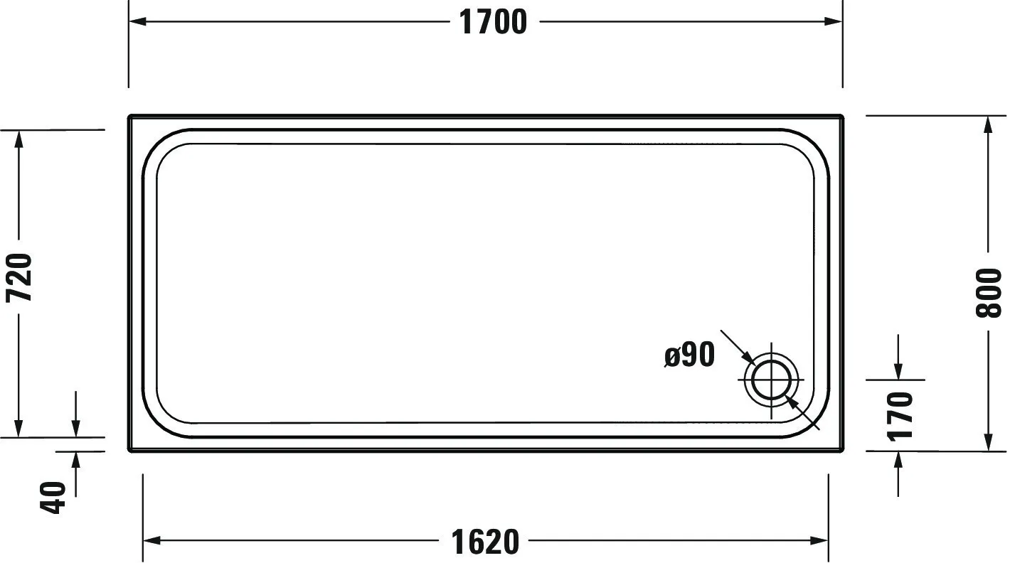 Duravit rechteck Duschwanne „D-Code“ 170 × 80 cm 