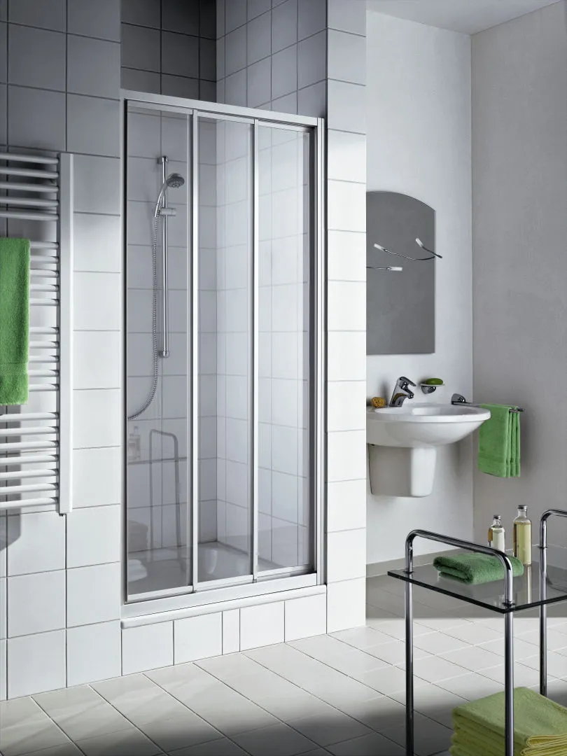 Kermi Duschtür Gleittür 3-teilig für Nische und Ecke „IBIZA 2000“ 200 cm Glas SR Opaco, Profile Silber Mattglanz, Anschlag links und rechts, Schiebetür dreiteilig Kermi Duschtür Gleittür 3-teilig für Nische und Ecke „IBIZA 2000“ 200 cm Glas SR Opaco, Profile Silber Mattglanz, Anschlag links und rechts, Schiebetür dreiteilig