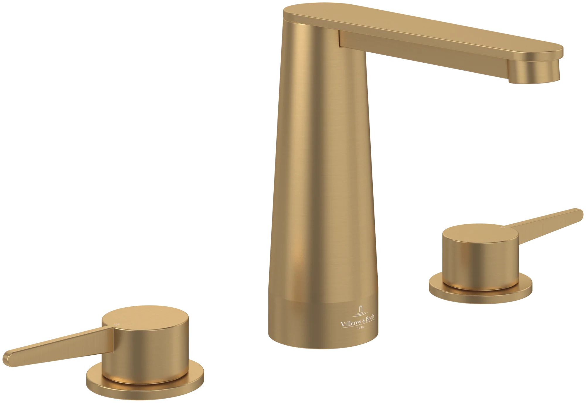 Villeroy & Boch Conum Dreiloch-Waschtischarmatur, Brushed Gold, 440 x 165 x 144 mm, Keramikkartusche, Laminarstrahl, SmartPressure Villeroy & Boch Conum Dreiloch-Waschtischarmatur, Brushed Gold, 440 x 165 x 144 mm, Keramikkartusche, Laminarstrahl, SmartPressure