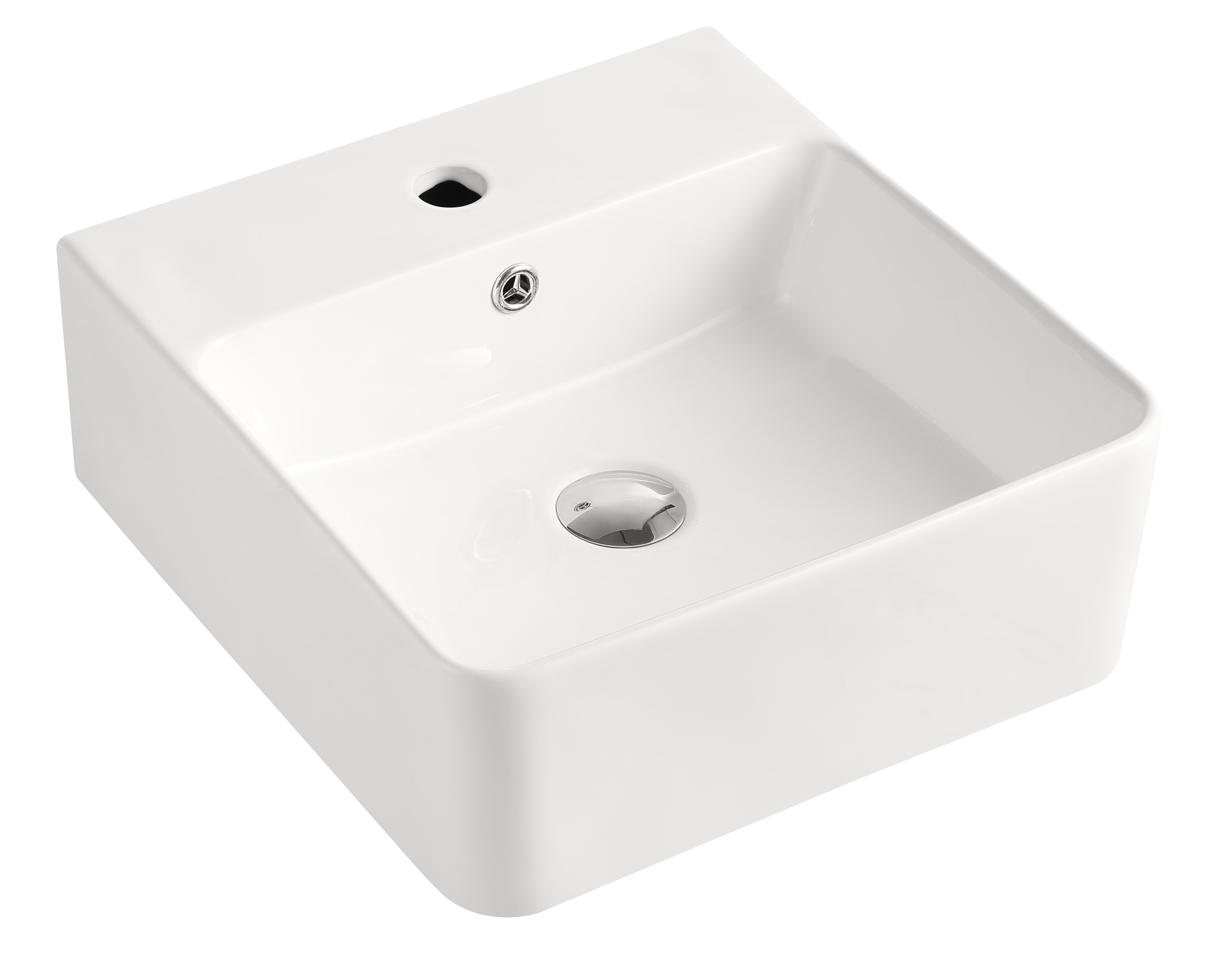 Aufsatzwaschtisch AqvaCeramica "SlimRim" - 420 × 400 mm - Höhe 155 mm - 1 Hahnloch - Überlauf - weiß Auch für Wandmontage geeignet! Aufsatzwaschtisch AqvaCeramica "SlimRim" - 420 × 400 mm - Höhe 155 mm - 1 Hahnloch - Überlauf - weiß Auch für Wandmontage geeignet!