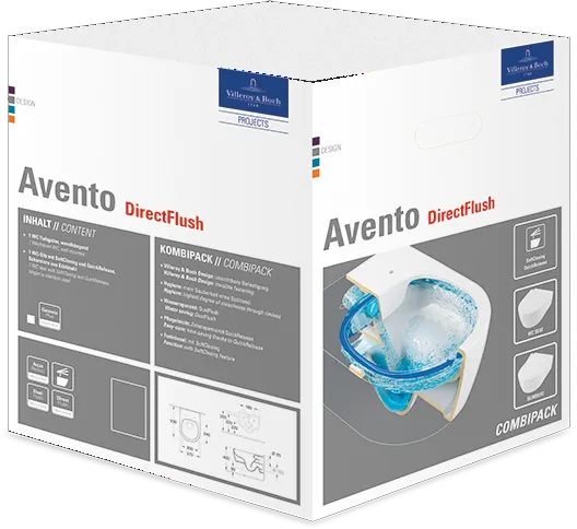 Wand-Tiefspül-WC Combi-Pack DirectFlush „Avento“ mit SlimSeat 37 × 31,5 cm in Weiß Alpin, ohne Spülrand Wand-Tiefspül-WC Combi-Pack DirectFlush „Avento“ mit SlimSeat 37 × 31,5 cm in Weiß Alpin, ohne Spülrand
