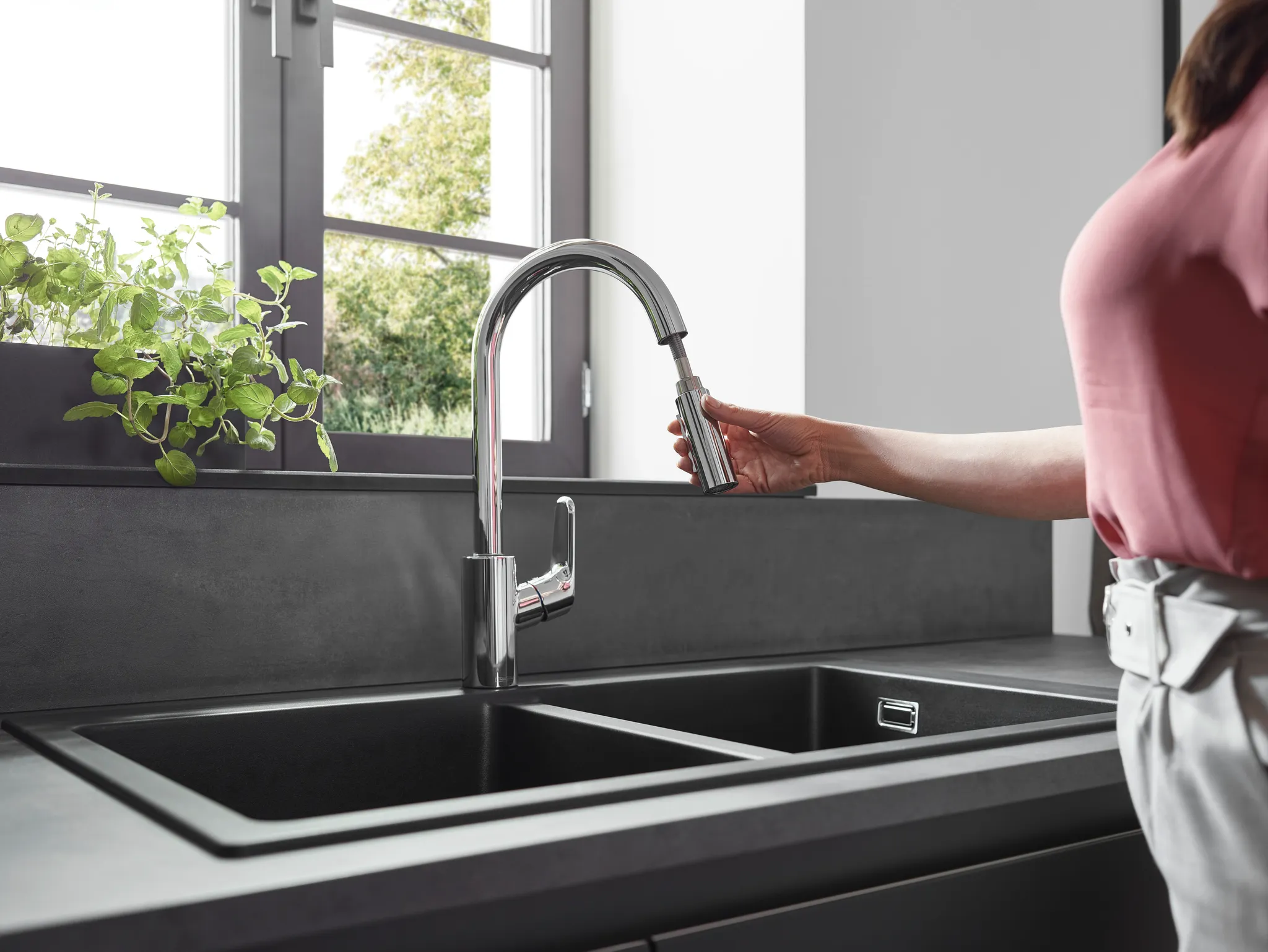 Hansgrohe Focus M41 Einhebel-Küchenmischer 240, Ausziehbrause 2jet Chrom Hansgrohe Focus M41 Einhebel-Küchenmischer 240, Ausziehbrause 2jet Chrom