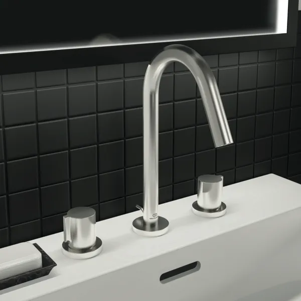 Ideal Standard Waschtischarmatur Joy, 3-Loch, Ausladung 127 mm, Farbe Silver Storm