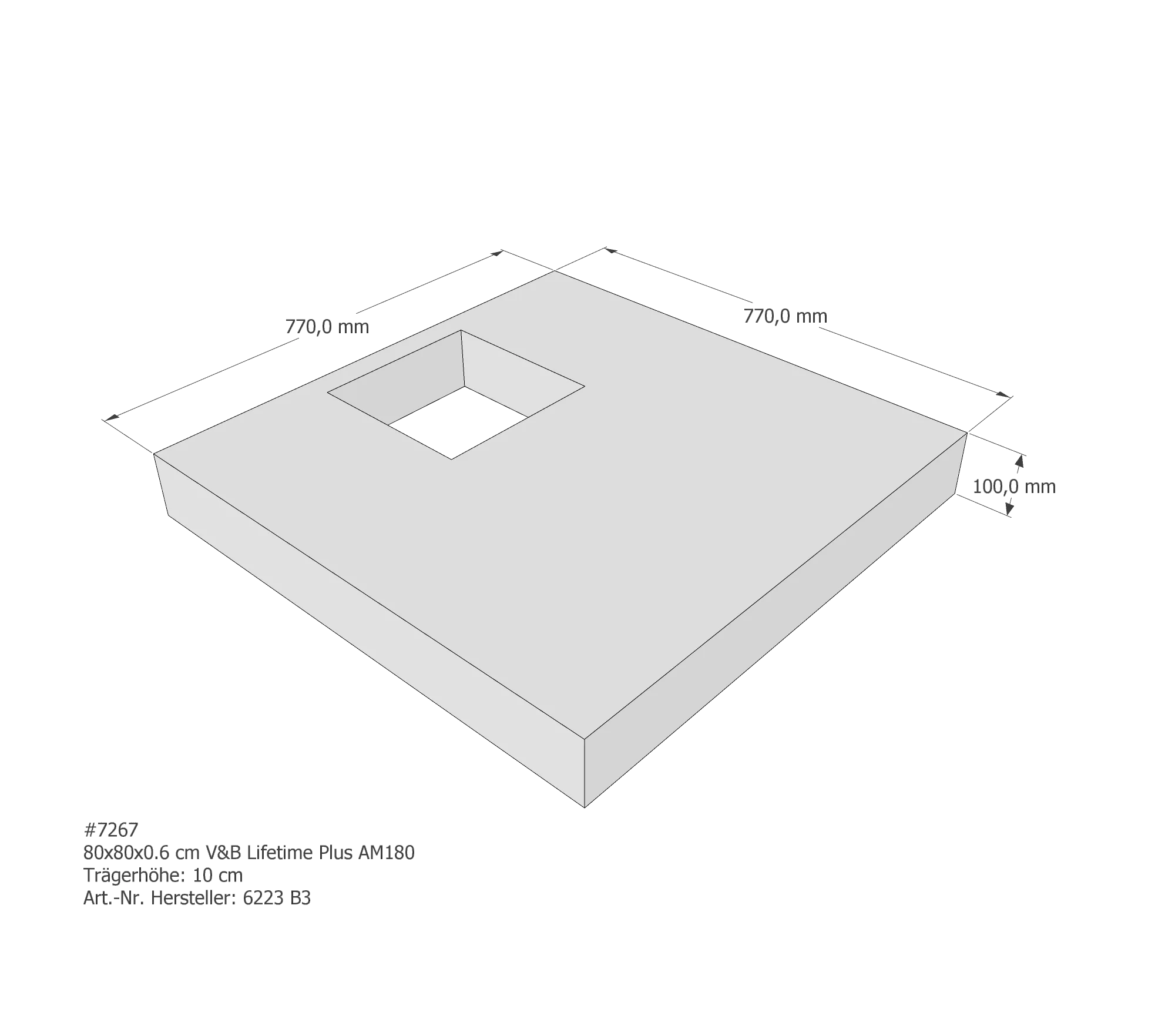Duschwannenträger für Villeroy & Boch Lifetime Plus 80 × 80 cm Duschwannenträger für Villeroy & Boch Lifetime Plus 80 × 80 cm