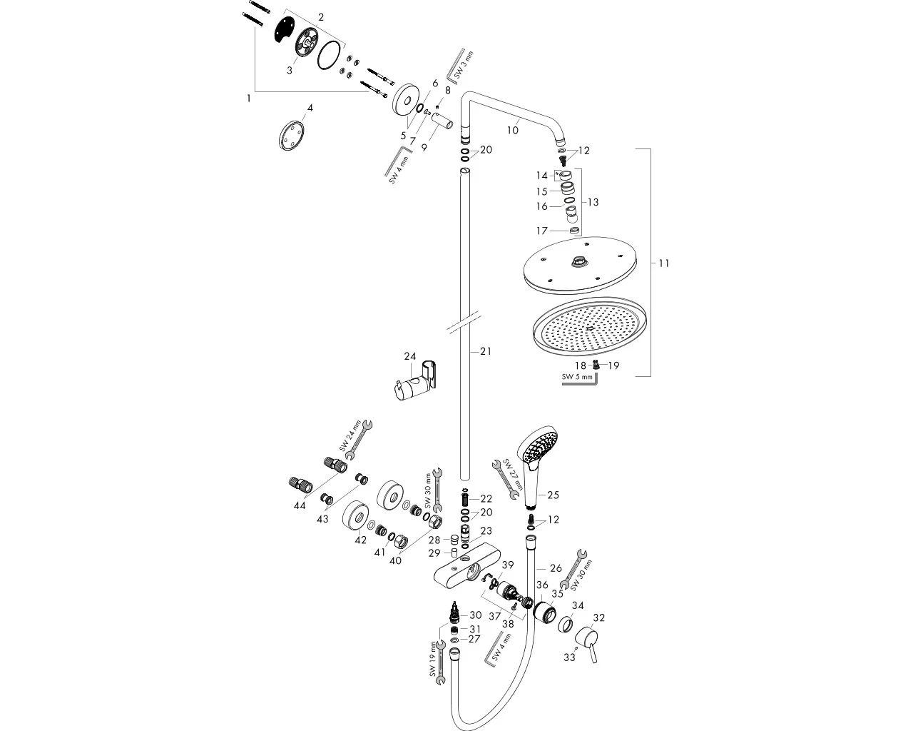 Showerpipe Croma Select S 280 Einhebelmischer chrom