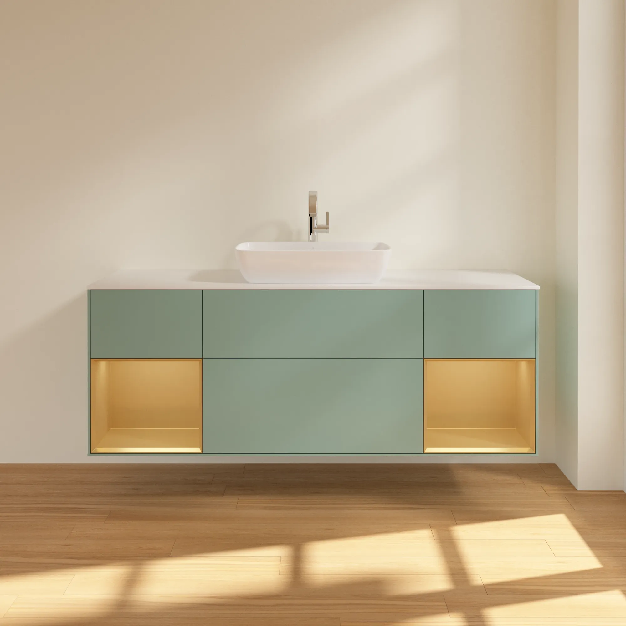 Villeroy & Boch Waschtischunterschrank „Finion“ für Schrankwaschtisch 1600 × 603 × 501 mm Olive Matt Lacquer, für Becken mittig, mit Hahnlochbohrung Villeroy & Boch Waschtischunterschrank „Finion“ für Schrankwaschtisch 1600 × 603 × 501 mm Olive Matt Lacquer, für Becken mittig, mit Hahnlochbohrung