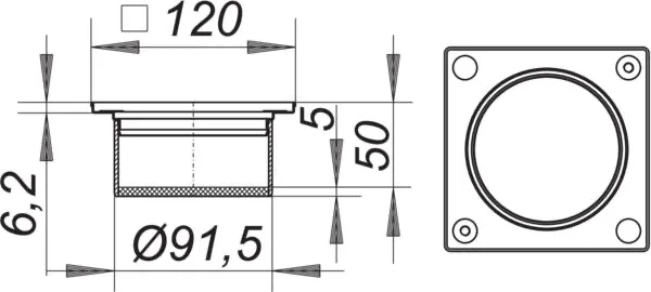 Aufsatzrahmen V, S10/120, V4A, 120 x 120 mm