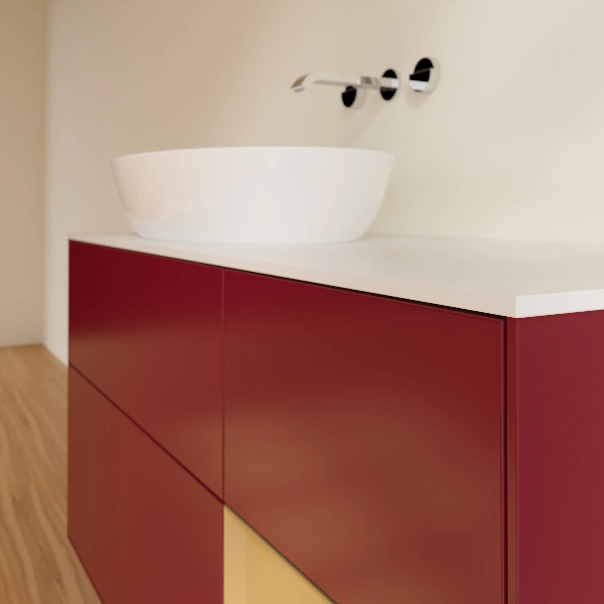 Villeroy & Boch Waschtischunterschrank „Finion“ für Schrankwaschtisch 1200 × 603 × 501 mm Peony Matt Lacquer, für Becken links, ohne Hahnlochbohrung Villeroy & Boch Waschtischunterschrank „Finion“ für Schrankwaschtisch 1200 × 603 × 501 mm Peony Matt Lacquer, für Becken links, ohne Hahnlochbohrung