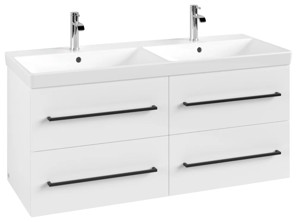Villeroy & Boch Waschbeckenunterschrank Avento, Eckig, Brilliant White, 1180 x 514 x 452 mm, 4 Auszüge mit SoftClosing, mittige Wanneneinbauposition Villeroy & Boch Waschbeckenunterschrank Avento, Eckig, Brilliant White, 1180 x 514 x 452 mm, 4 Auszüge mit SoftClosing, mittige Wanneneinbauposition