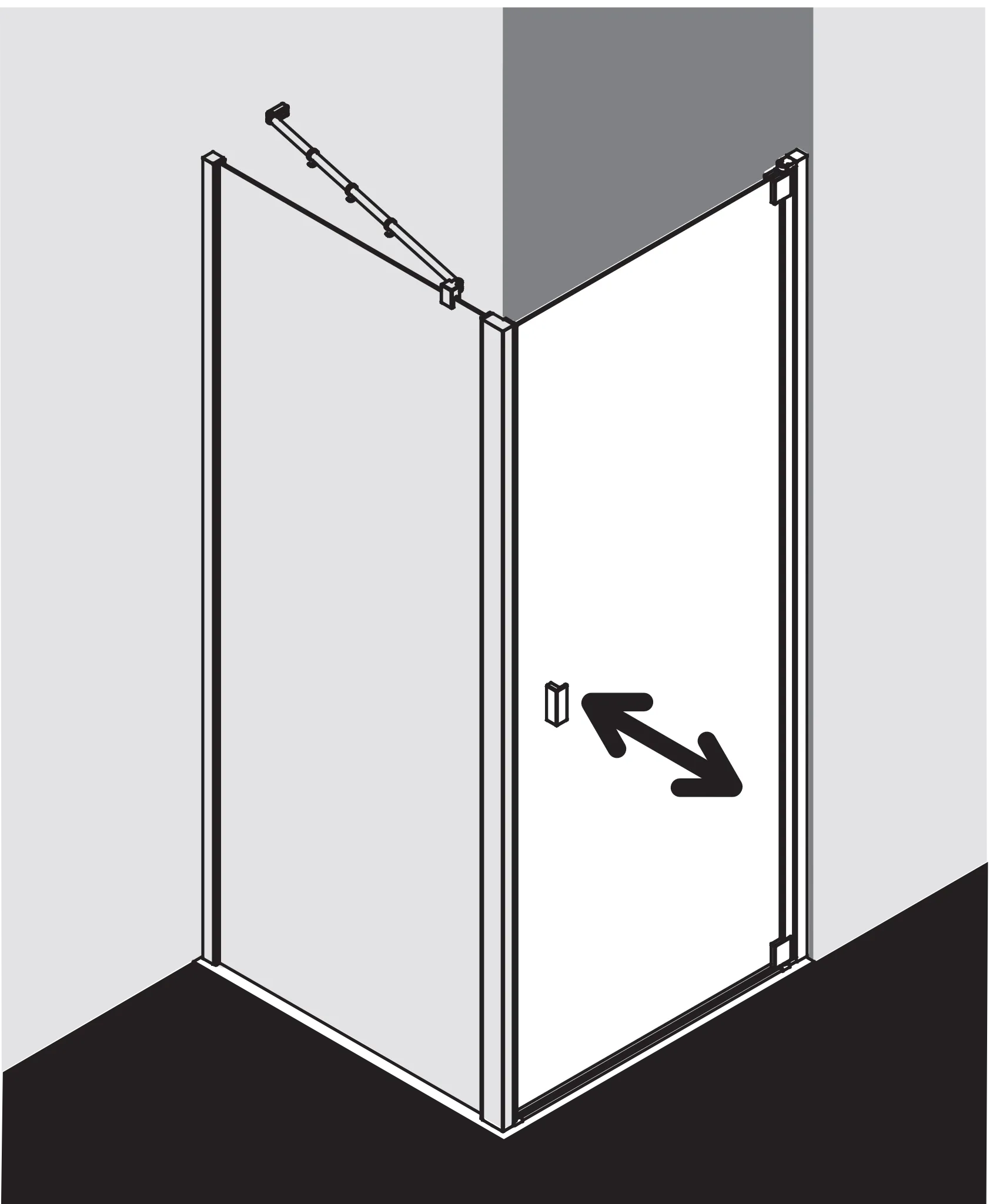 Kermi Pendeltür 1-flügelig links für Nische und Ecke „RAYA“ Glas Klar Dekor Stripe 3, Profile Silber Mattglanz, BV: 768 - 808 mm GAK: 755 - 785 mm WE: 768 - 808 mm H: 2000 mm Kermi Pendeltür 1-flügelig links für Nische und Ecke „RAYA“ Glas Klar Dekor Stripe 3, Profile Silber Mattglanz, BV: 768 - 808 mm GAK: 755 - 785 mm WE: 768 - 808 mm H: 2000 mm