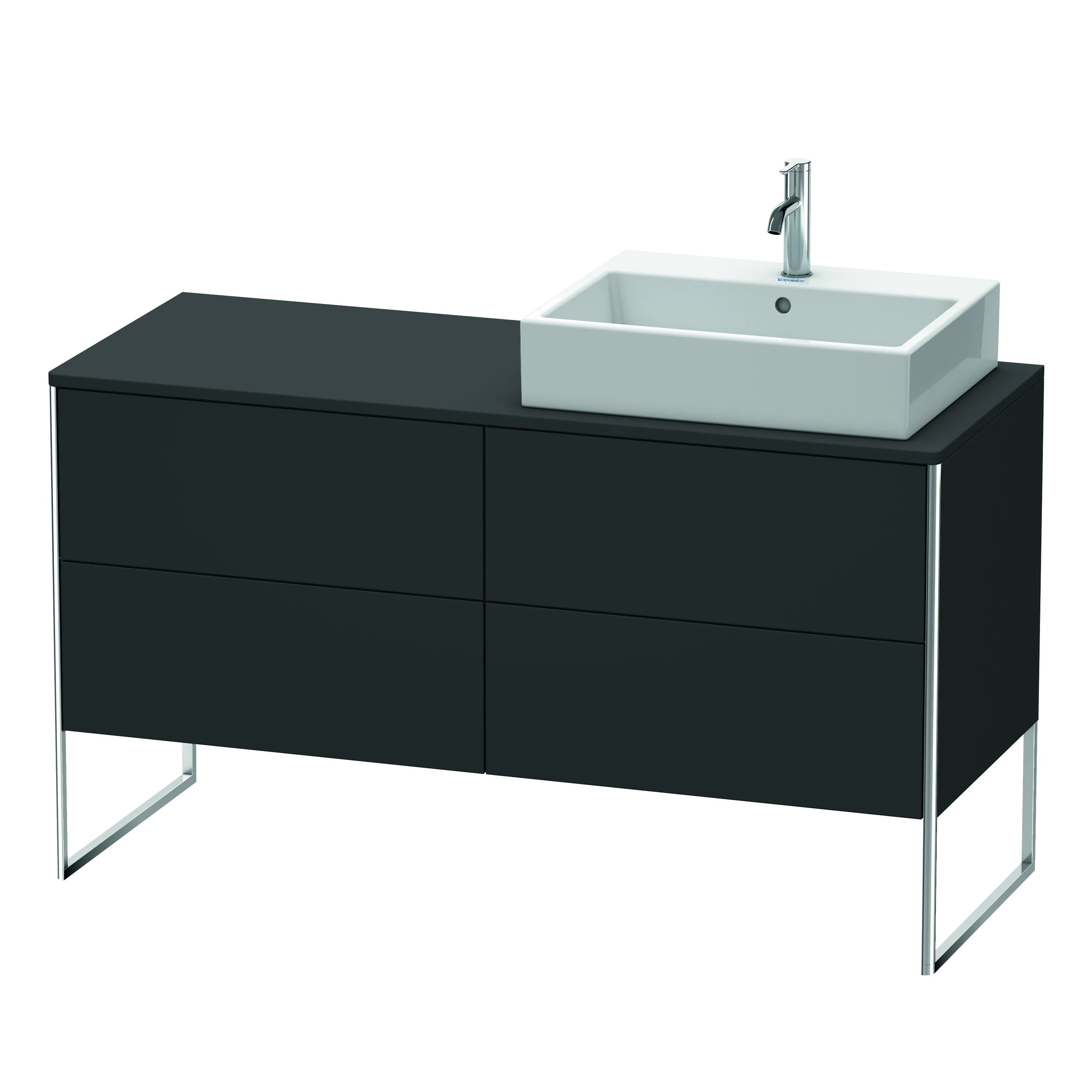 Duravit Waschtischunterschrank bodenstehend „XSquare“ 140 × 77,8 × 54,8 cm Graphit Supermatt