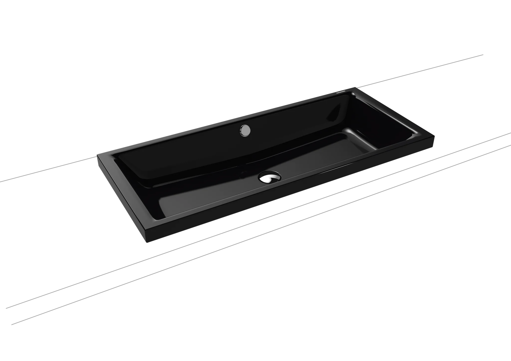 Kaldewei Aufsatzwaschtisch PURO S, Randhöhe 40 mm, mit Überlauf, 900 x 385 mm in schwarz