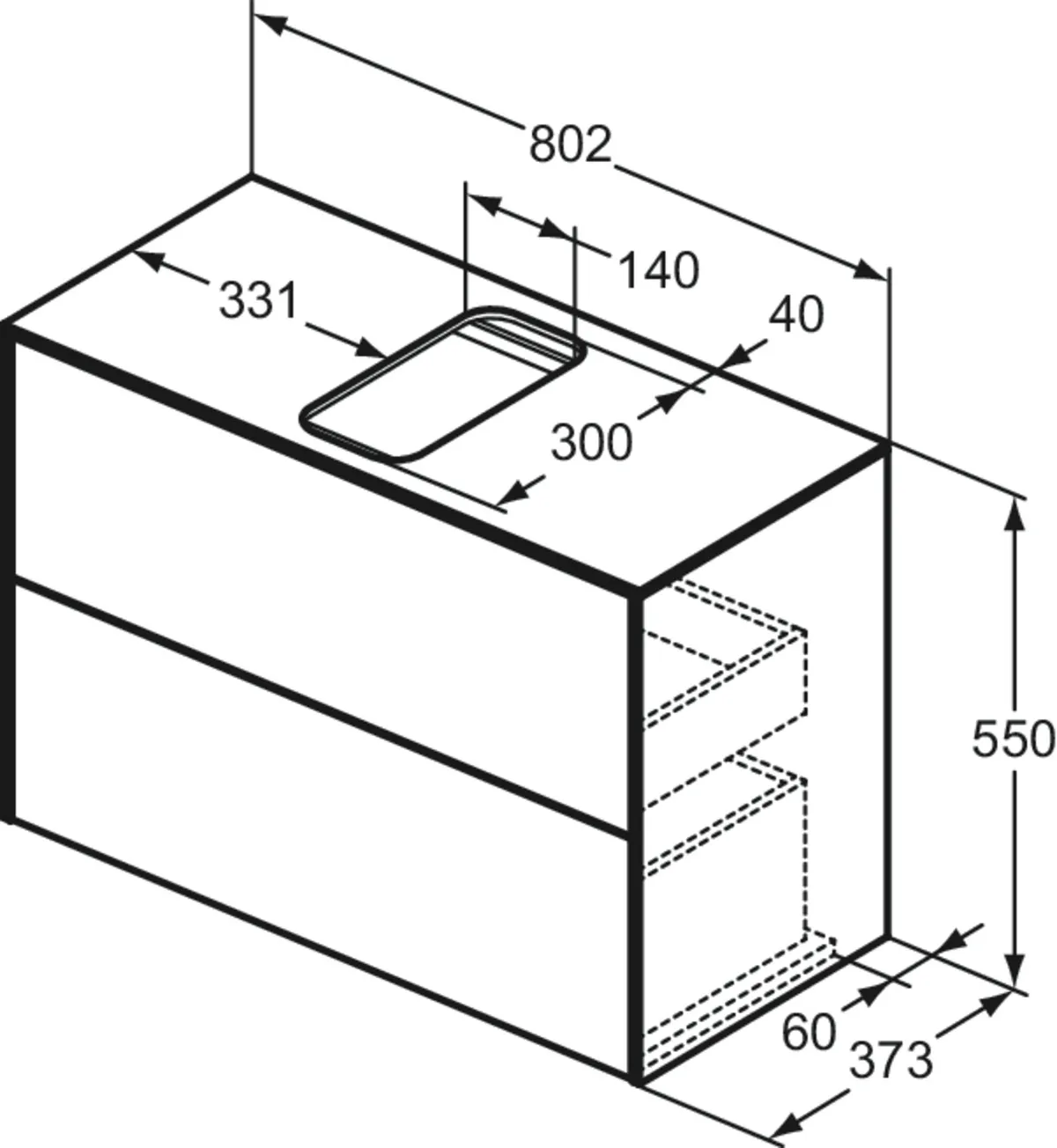 Ideal Standard Waschtischunterschrank „Conca“ 80,2 × 55 × 37,3 cm Weiß matt lackiert Ideal Standard Waschtischunterschrank „Conca“ 80,2 × 55 × 37,3 cm Weiß matt lackiert