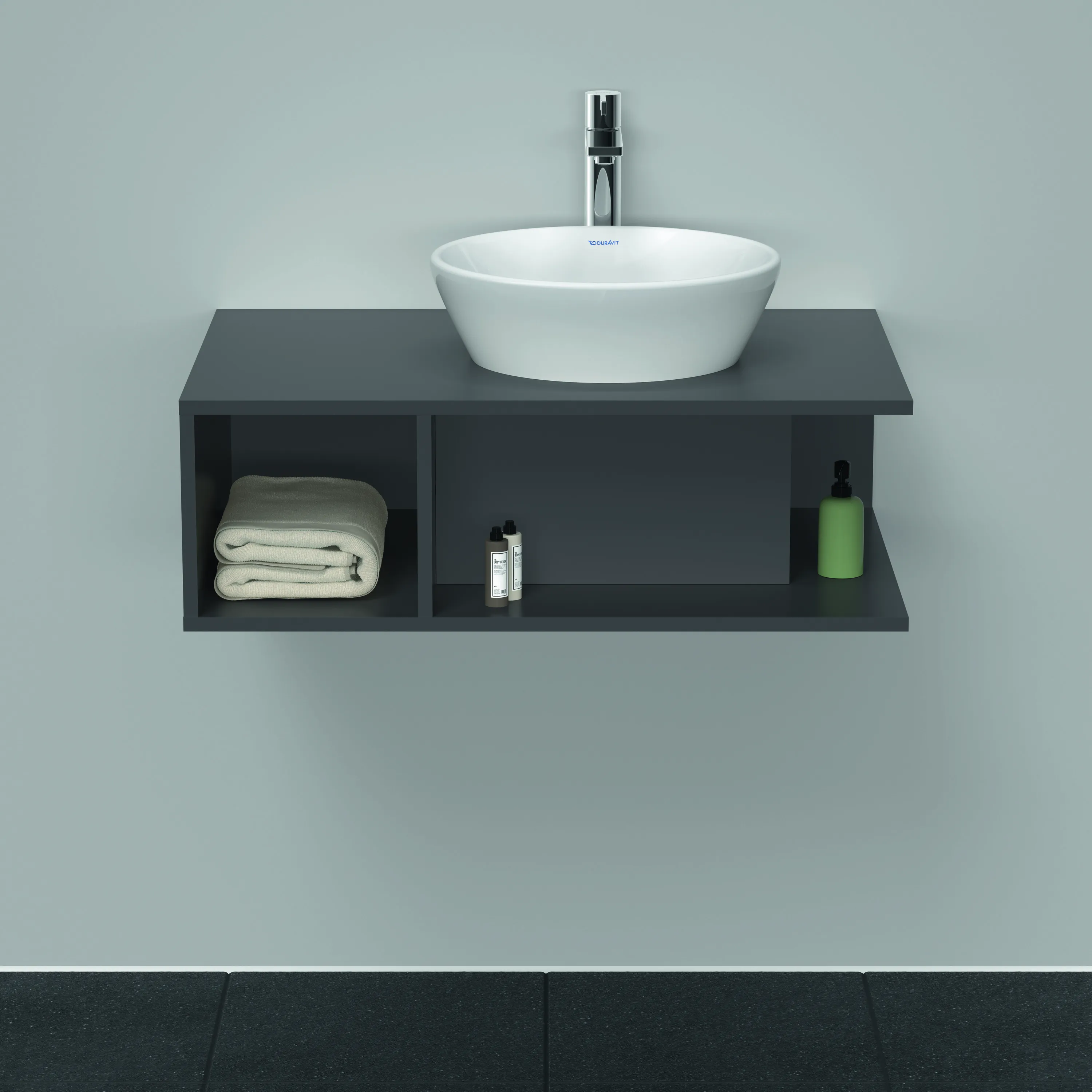 Duravit Waschtischunterschrank wandhängend „D-Neo“ 80 × 26 × 55 cm Graphit Matt