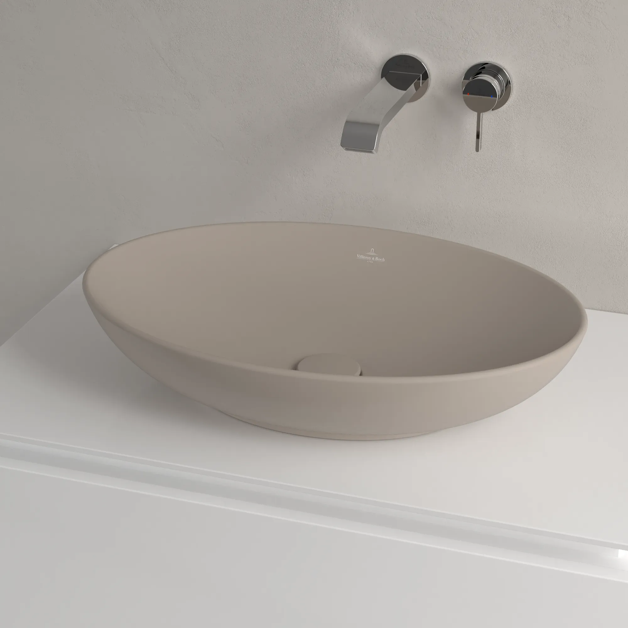 Villeroy & Boch Aufsatzwaschtisch aus TitanCeram „Loop & Friends“ 560 × 380 × 150 mm, ohne Hahnlochbohrung in Almond Villeroy & Boch Aufsatzwaschtisch aus TitanCeram „Loop & Friends“ 560 × 380 × 150 mm, ohne Hahnlochbohrung in Almond