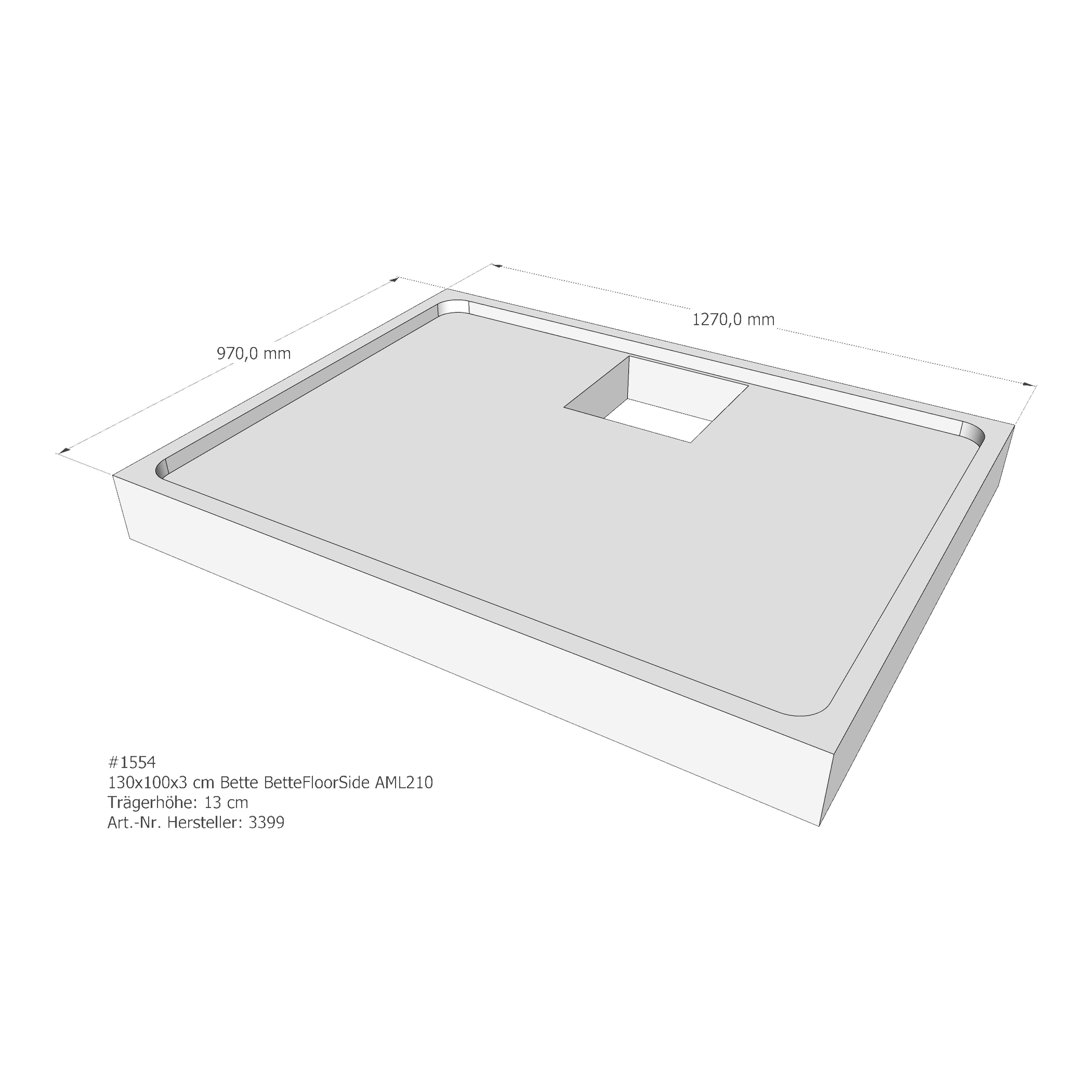Duschwannenträger für Bette BetteFloor Side 130 × 100 × 3 cm