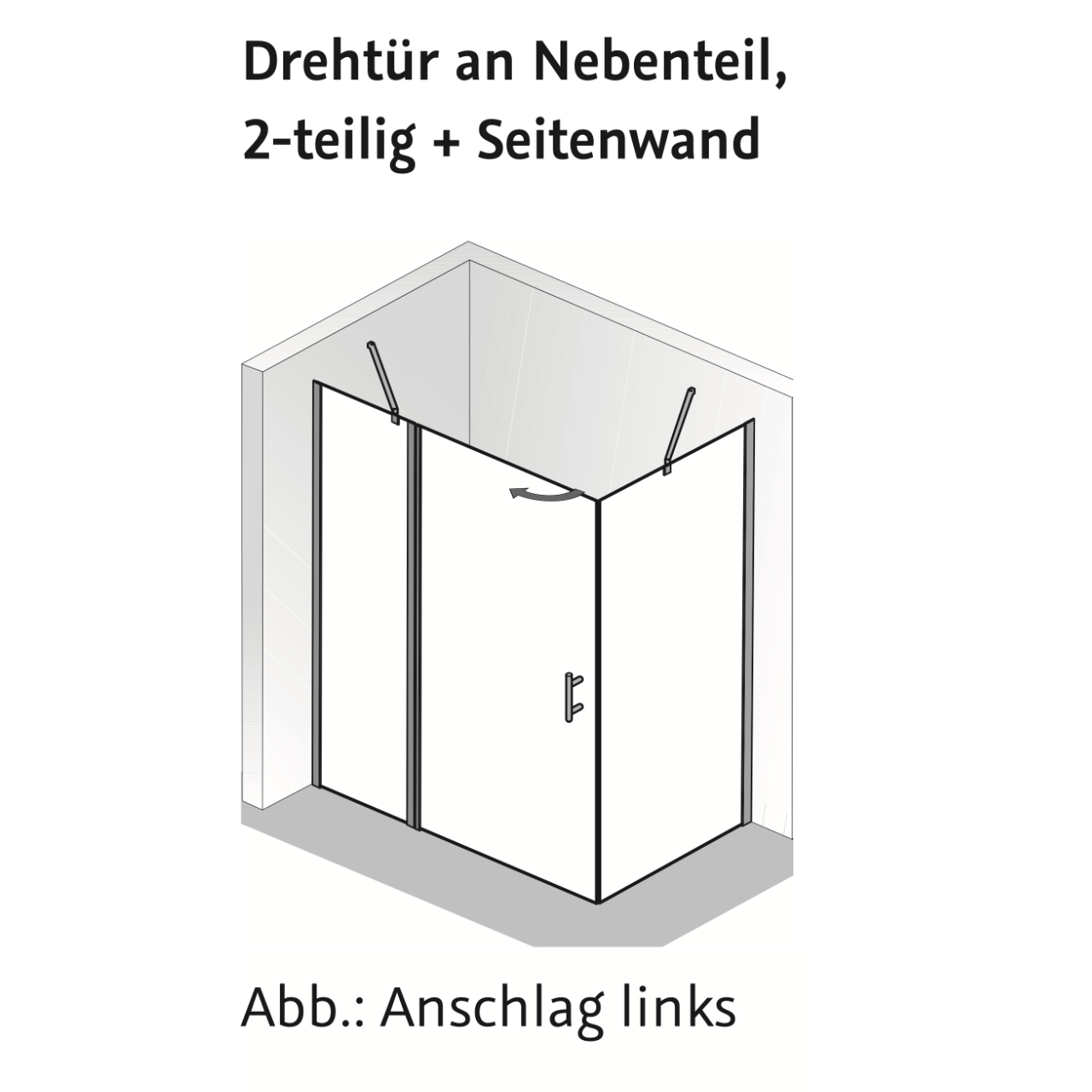 HSK gerahmte Drehtür an Nebenteil 2-teilig „Favorit Nova“ für Seitenwand Glas Mattierung mittig (65 cm), Profile Alu Silber-matt, H: 1950 mm HSK gerahmte Drehtür an Nebenteil 2-teilig „Favorit Nova“ für Seitenwand Glas Mattierung mittig (65 cm), Profile Alu Silber-matt, H: 1950 mm