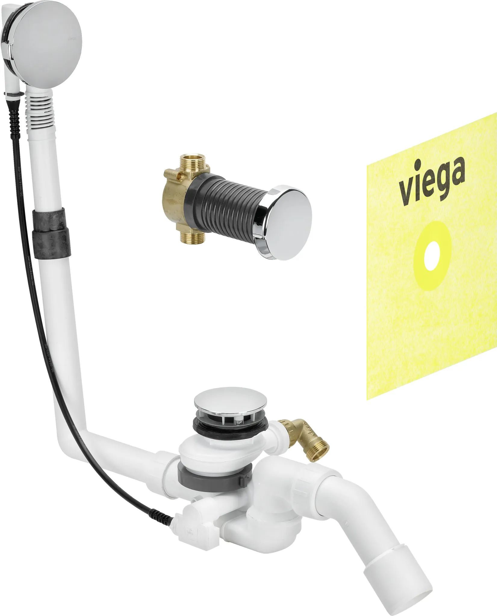 Viega Ab- und Überlaufgarnitur mit Zulauffunktion Modell 6145.4 „Multiplex Trio“ in 540 mm × DN40 / 50 Kunststoff verchromt 19 cm