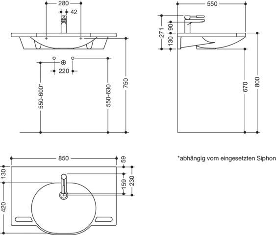 HEWI Produktset Waschtisch und Armatur, PG87, alpinweiß, B: 850 mm, T: 550 mm HEWI Produktset Waschtisch und Armatur, PG87, alpinweiß, B: 850 mm, T: 550 mm