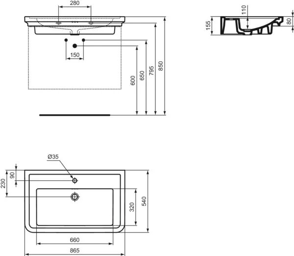 Ideal Standard Waschbecken „Calla“, Hahnlochposition mittig Ideal Standard Waschbecken „Calla“, Hahnlochposition mittig